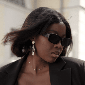 Black woman with relaxed or texturized hair